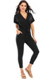 FS Collection Stretch Wrap Jumpsuit With V Neck In Black