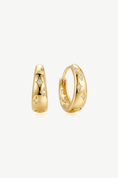 Gold - Starburst Huggie Hoop Earrings by MUCHV