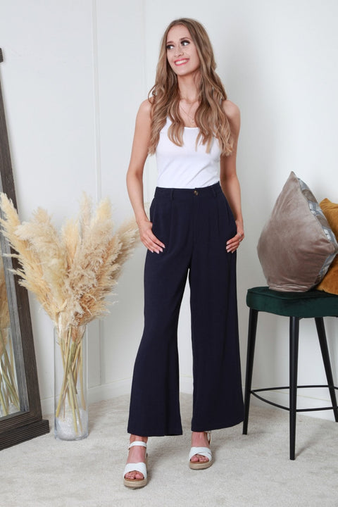 Wide Leg Elastic Back Trouser by Double Second