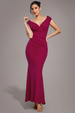 Bardot Pleated Maxi Dress - Burgundy by Goddiva