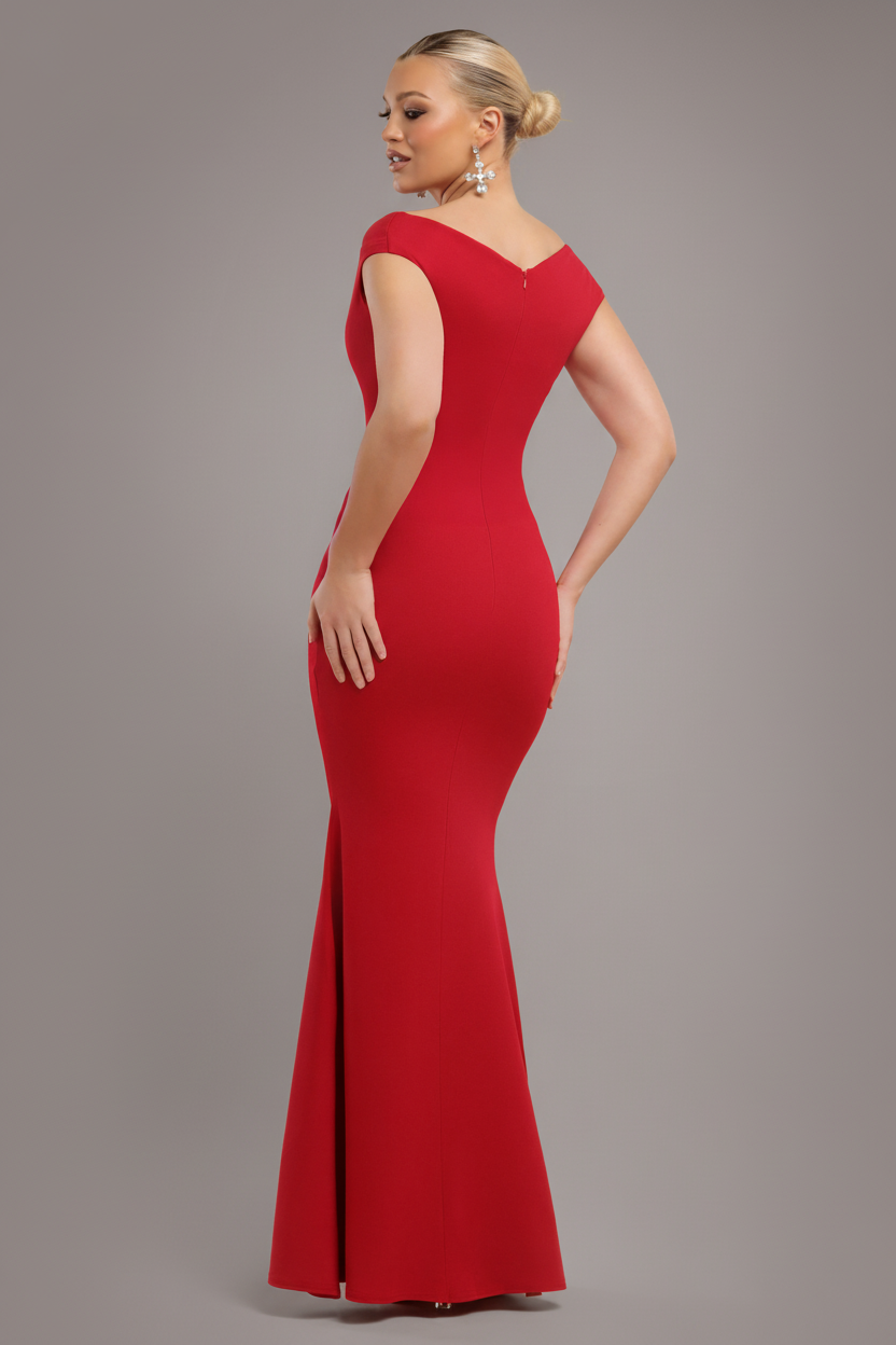 Bardot Pleated Maxi Dress - Red DR1092