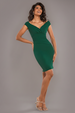 Bardot Pleated Midi Dress - Emerald Green by Goddiva
