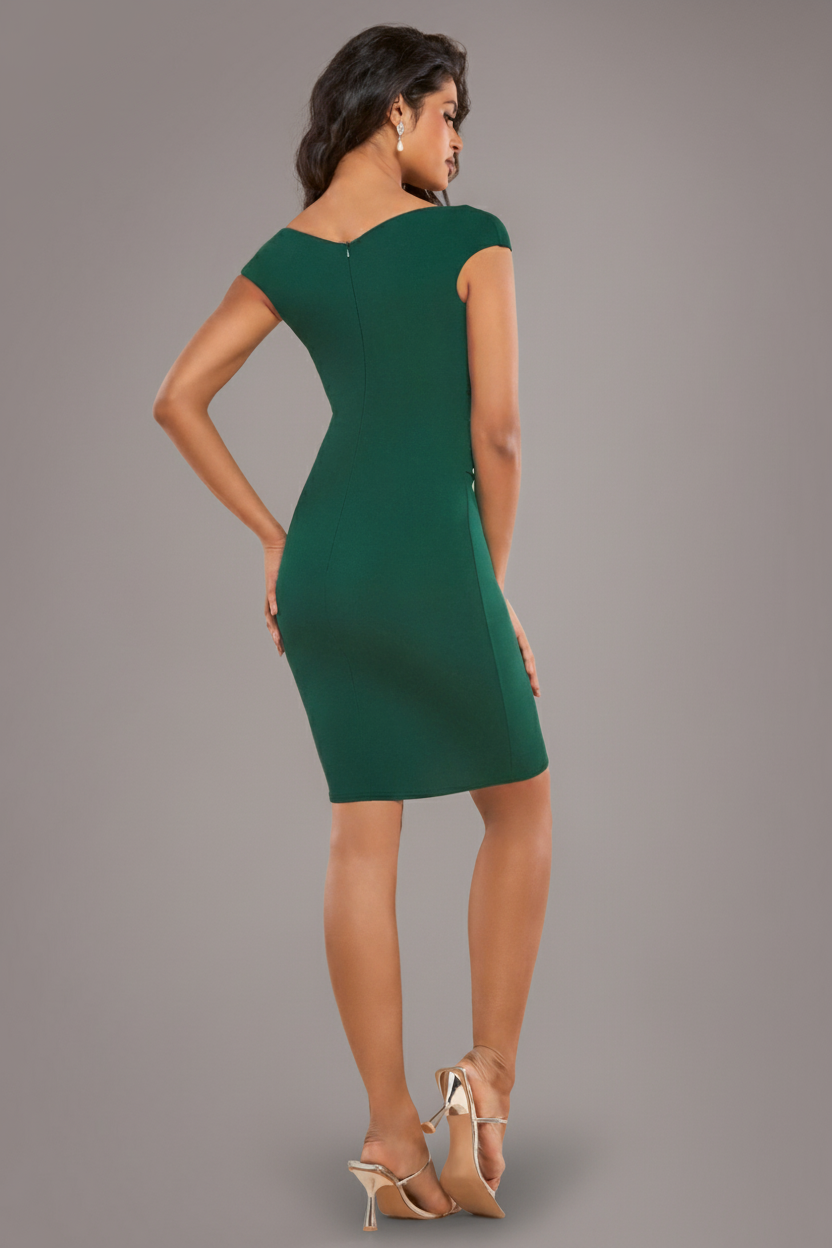 Bardot Pleated Midi Dress - Emerald Green DR1092A