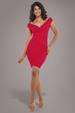 Bardot Pleated Midi Dress - Red by Goddiva