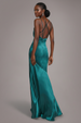 Cowl Neck With Strappy Back Satin Maxi - Emerald by Goddiva