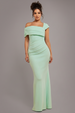 One Shoulder Scuba Crepe Evening Maxi Dress - Mint Green by Goddiva