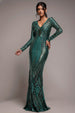 Two Toned V Neck Sequin Maxi - Emerald Green by Goddiva