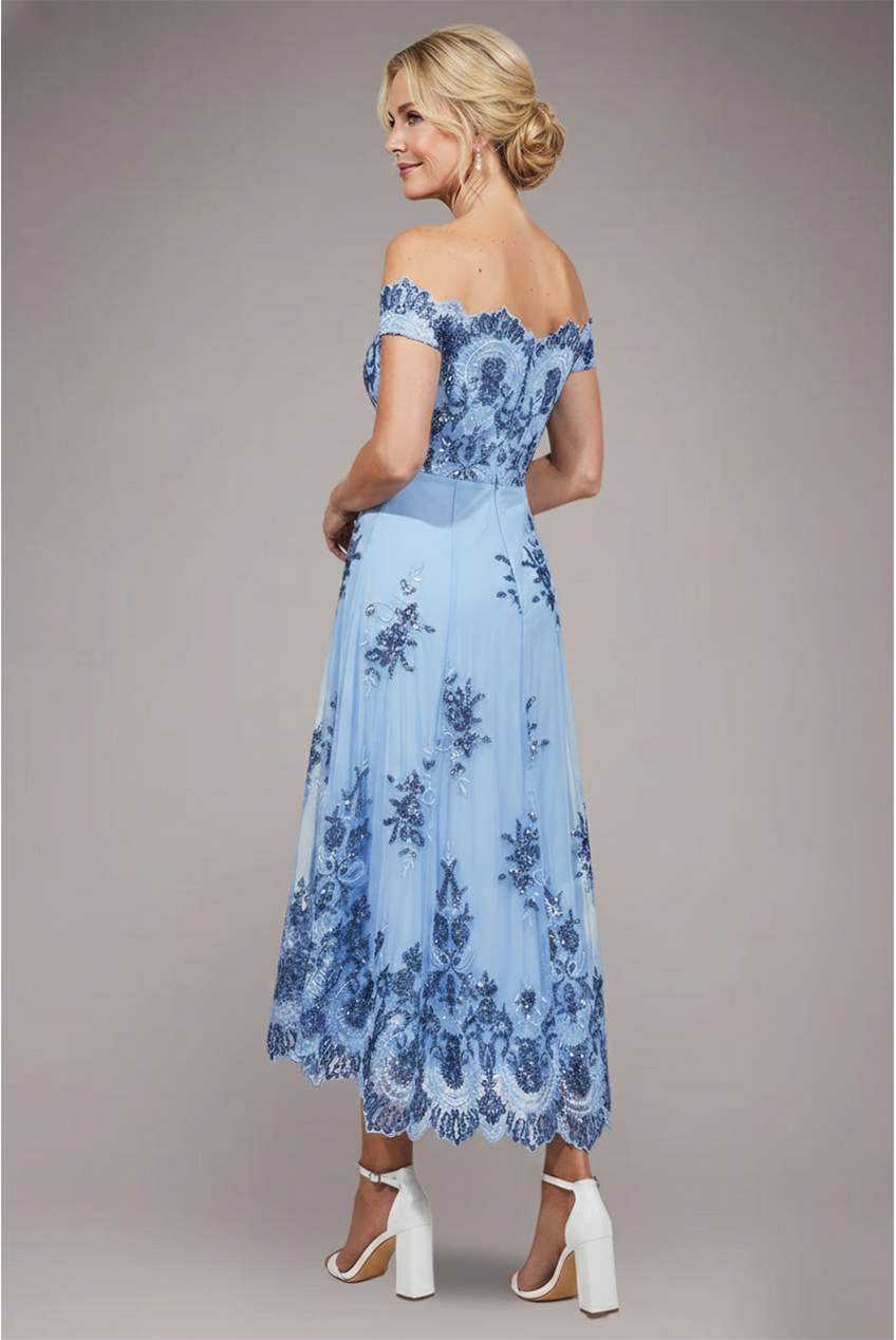 Bardot Sequin & Lace High Low Midi - Blue DR3675M