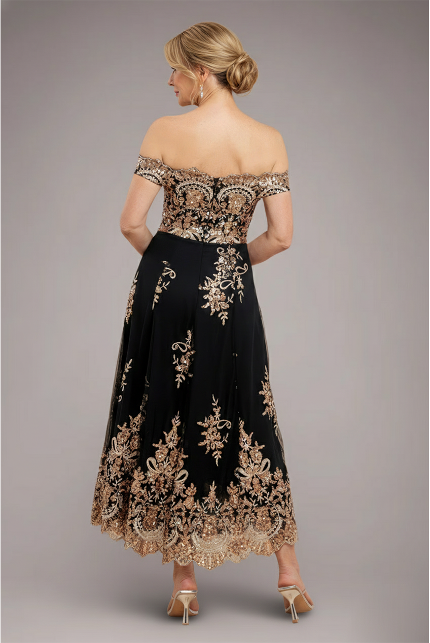 Bardot Sequin & Lace High Low Midi - Champagne DR3675M