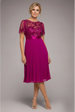 Embroidered Top Chiffon Pleated Midi - Magenta by Goddiva