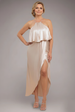 Satin Viscose Front Wrap Midaxi Dress - Champagne by Goddiva