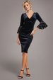Crochet Velvet Wrap Midi Dress - Black by Goddiva