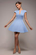 Cap Sleeve Plunging V-Neckline Skater Mini Dress - Light Blue by Goddiva