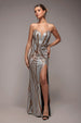 Strapless Multi Sequin Maxi Dress - Champagne by Goddiva