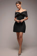 Front Bow Off The Shoulder Mini Dress - Black by Goddiva