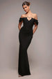 Diamante Heart Trim Evening Maxi Dress - Black by Goddiva
