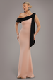 One Shoulder Contrast Bow Maxi Dress - Nude Black by Goddiva