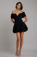 Bardot Babydoll Corset Mini Dress - Black by Goddiva