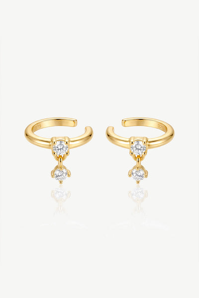 Gold - Ear Cuffs With Dangling Stone Charms by MUCHV