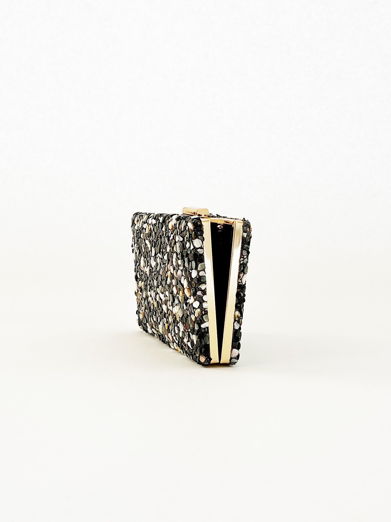 Embellished Clutch Bag In Black Speckle HB330602