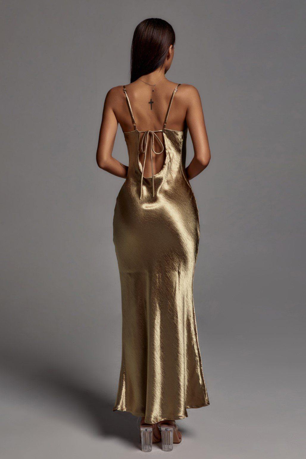 Emily Metallic Gold Maxi Dress D200715081