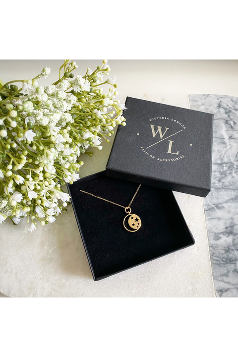 Wisteria London Este Gold Moon And Star Necklace