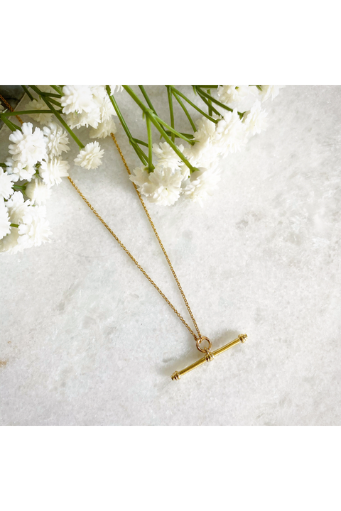 Wisteria London Etta Gold T-bar Necklace