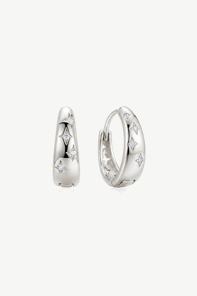 Silver - Starburst Huggie Hoop Earrings by MUCHV