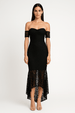 Fishtail Style Hem Off Shoulder Slim Fit Lace Midi Dress by Avinci