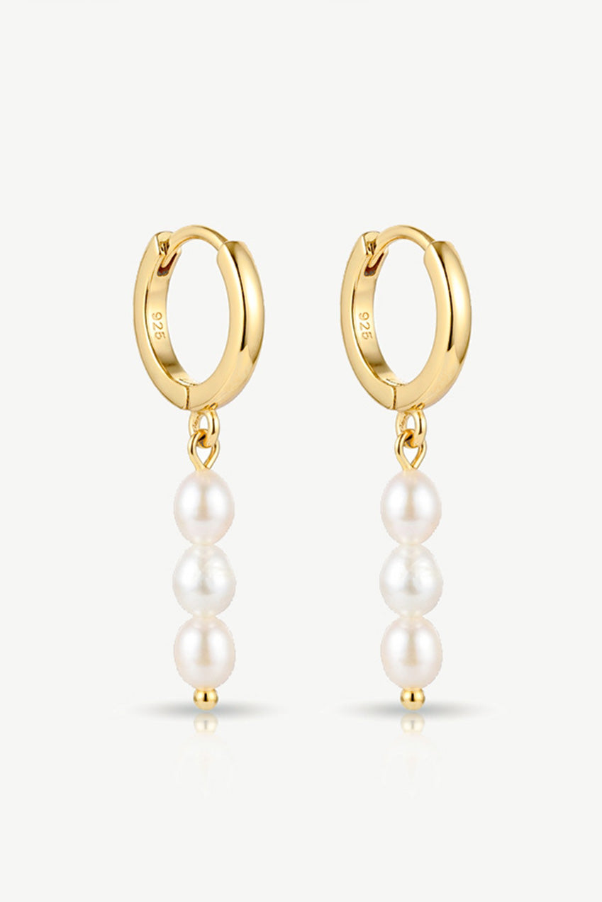 Gold Or Silver Baroque Pearl Huggie Hoop Earrings 324