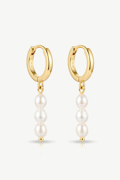 Gold - Gold Or Silver Baroque Pearl Huggie Hoop Earrings by MUCHV