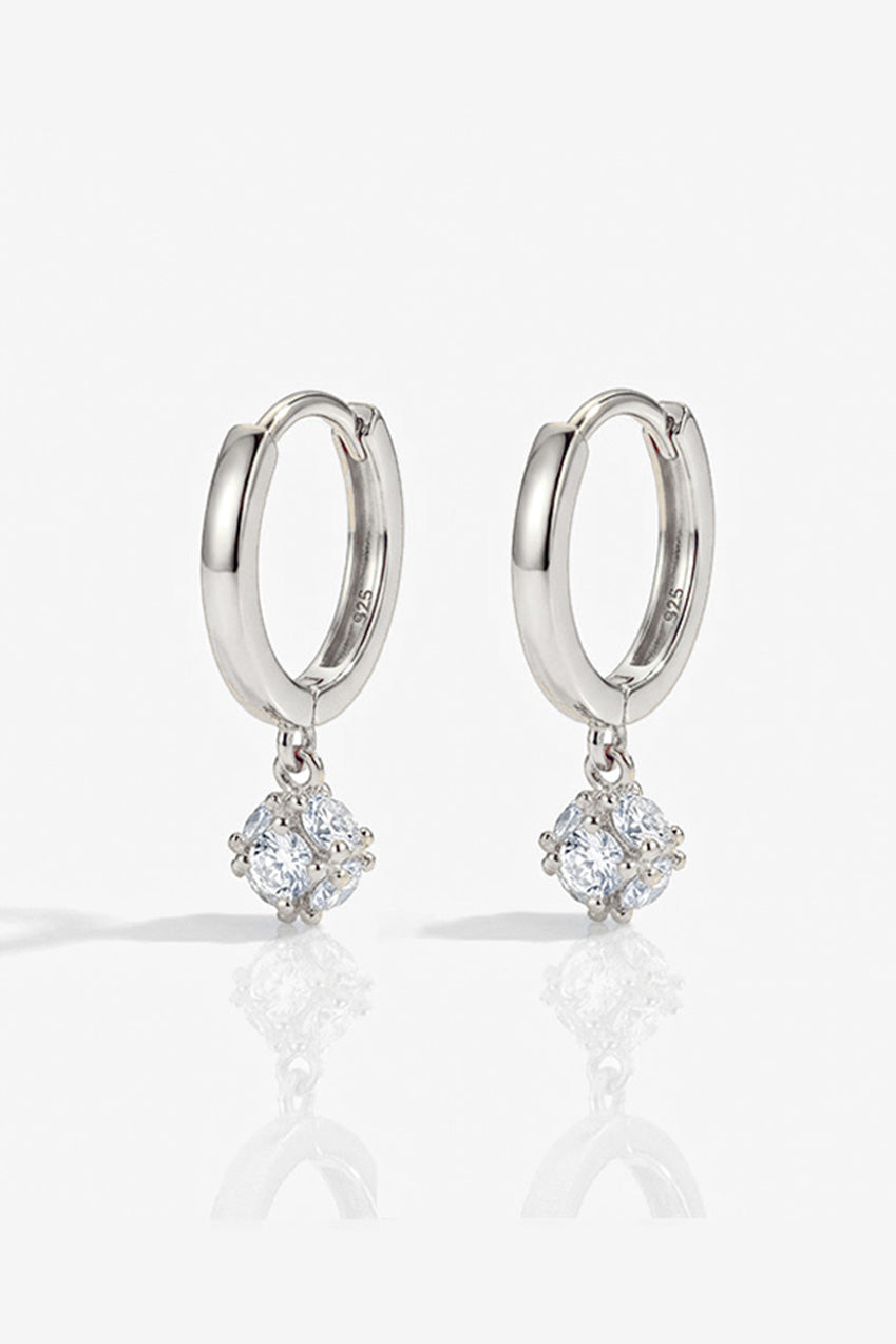Dainty Huggie Hoop Earrings With Round Stone 563