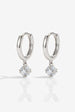 Dainty Huggie Hoop Earrings With Round Stone by MUCHV