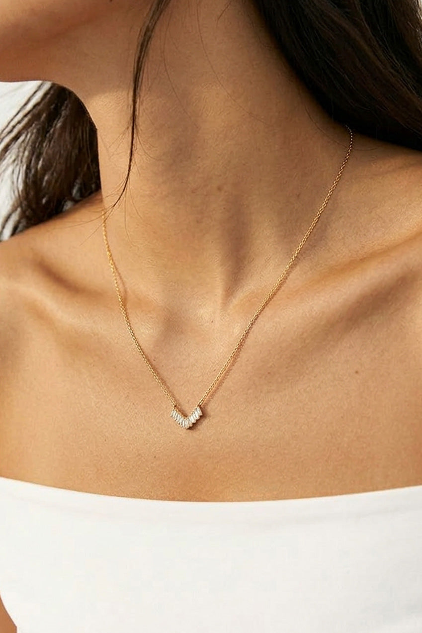 Dainty Baguette Bar Necklace In Gold Or Silver 553