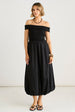Black Bardot Jersey Mix Puff Ball Midi Dress by Gini London