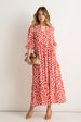 Red Geo Print Smock Maxi Dress by Gini London