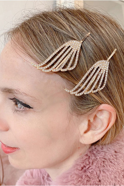 Gold - Gold Hair Slides Set Art Deco - As Seen In Hello! by QueenMee Accessories