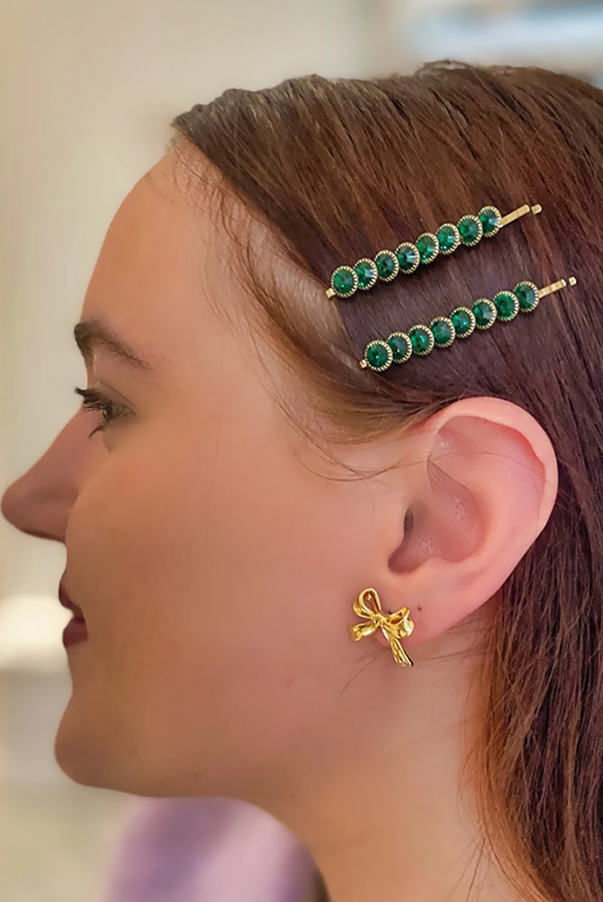 Green Hair Slides Gold Hair Grips Clip501