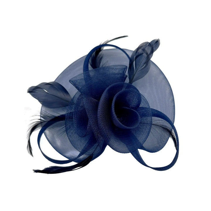 Floral Fascinator With A Wide Base In Navy HA301815