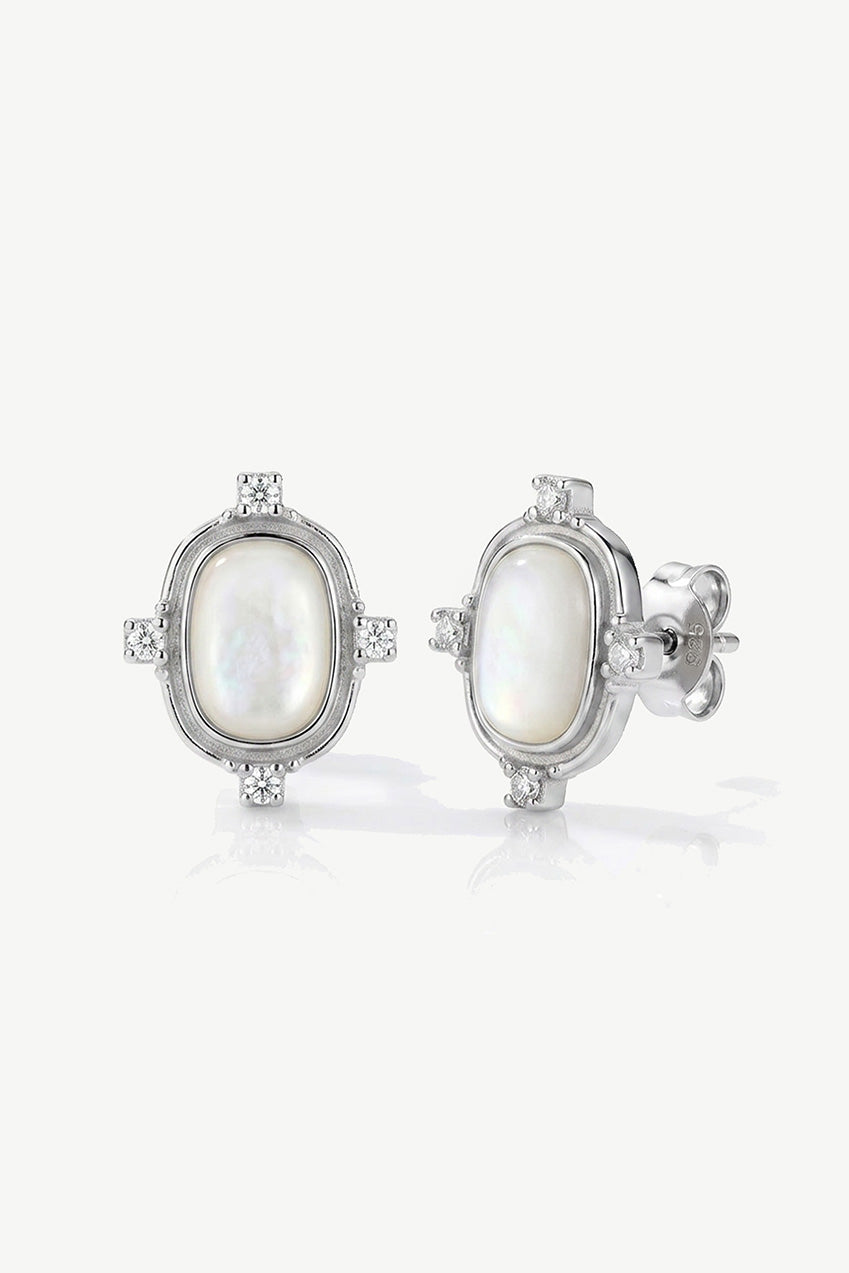 White Heirloom Stud Earrings In Gold Or Silver 599