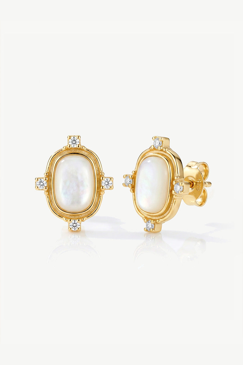 White Heirloom Stud Earrings In Gold Or Silver 599