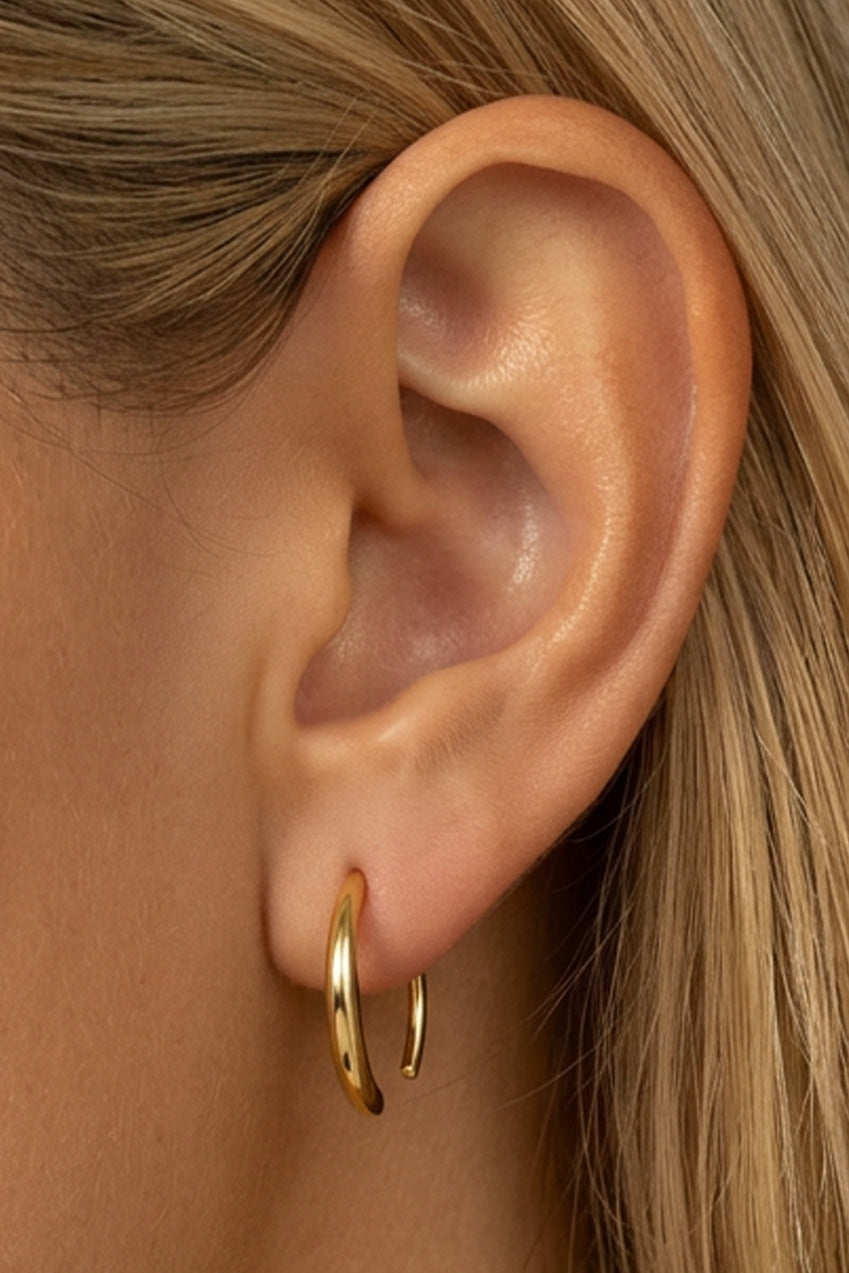 Gold Oval Pull-Through Threader Hoop Earrings 530