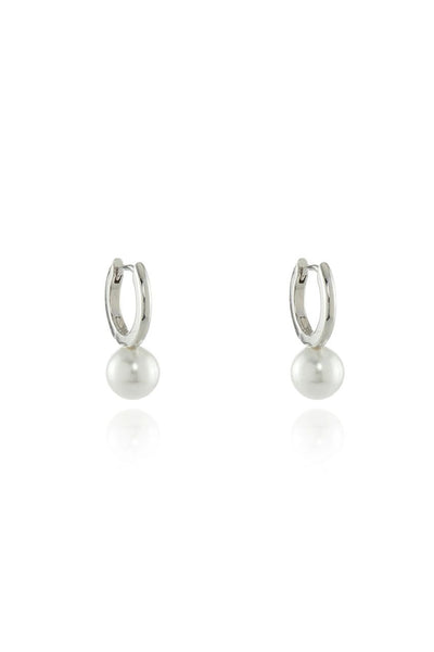 Silver - Padma 8mm Pearl Silver Hoop by Cachet London