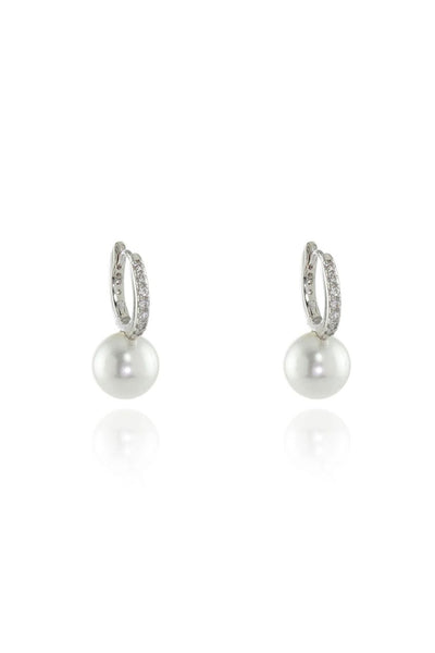 Silver - Persia 10mm Pearl Silver Hoop by Cachet London