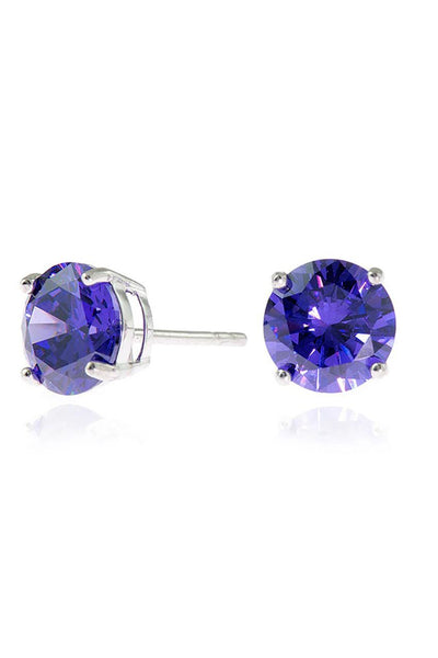 Violet - Lana 8mm Silver Violet Earrings by Cachet London