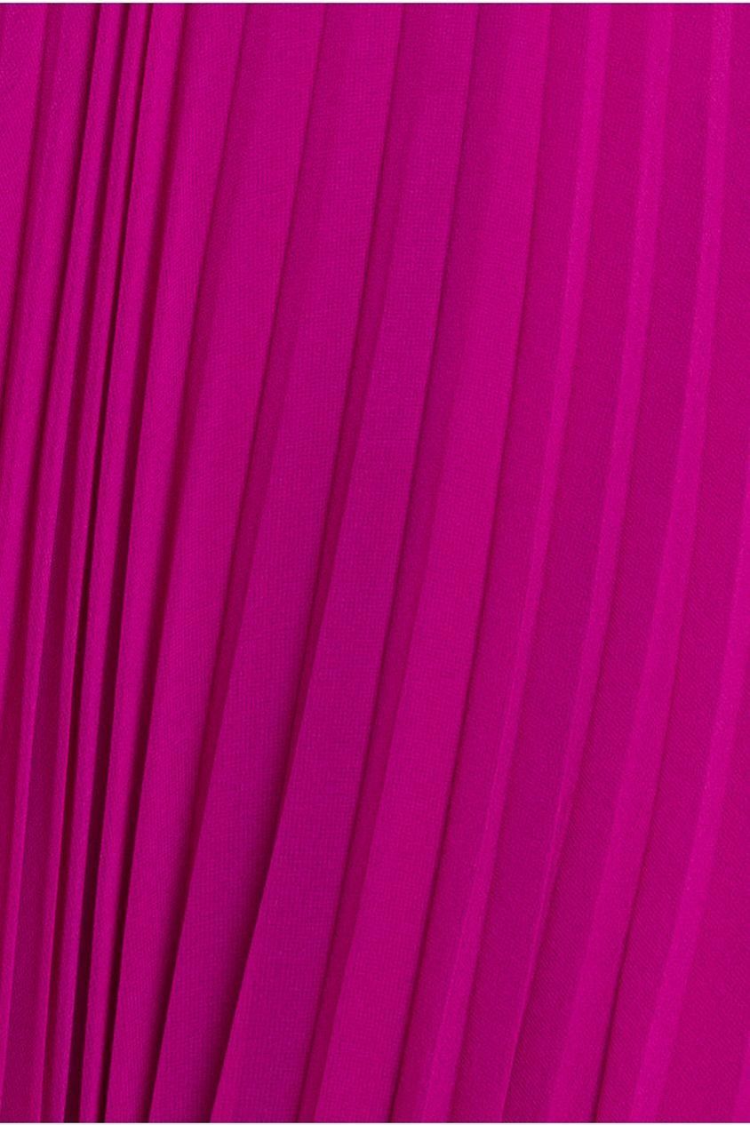 Cowl Neck Pleated A-Line Chiffon Midi Dress - Magenta DR4501M