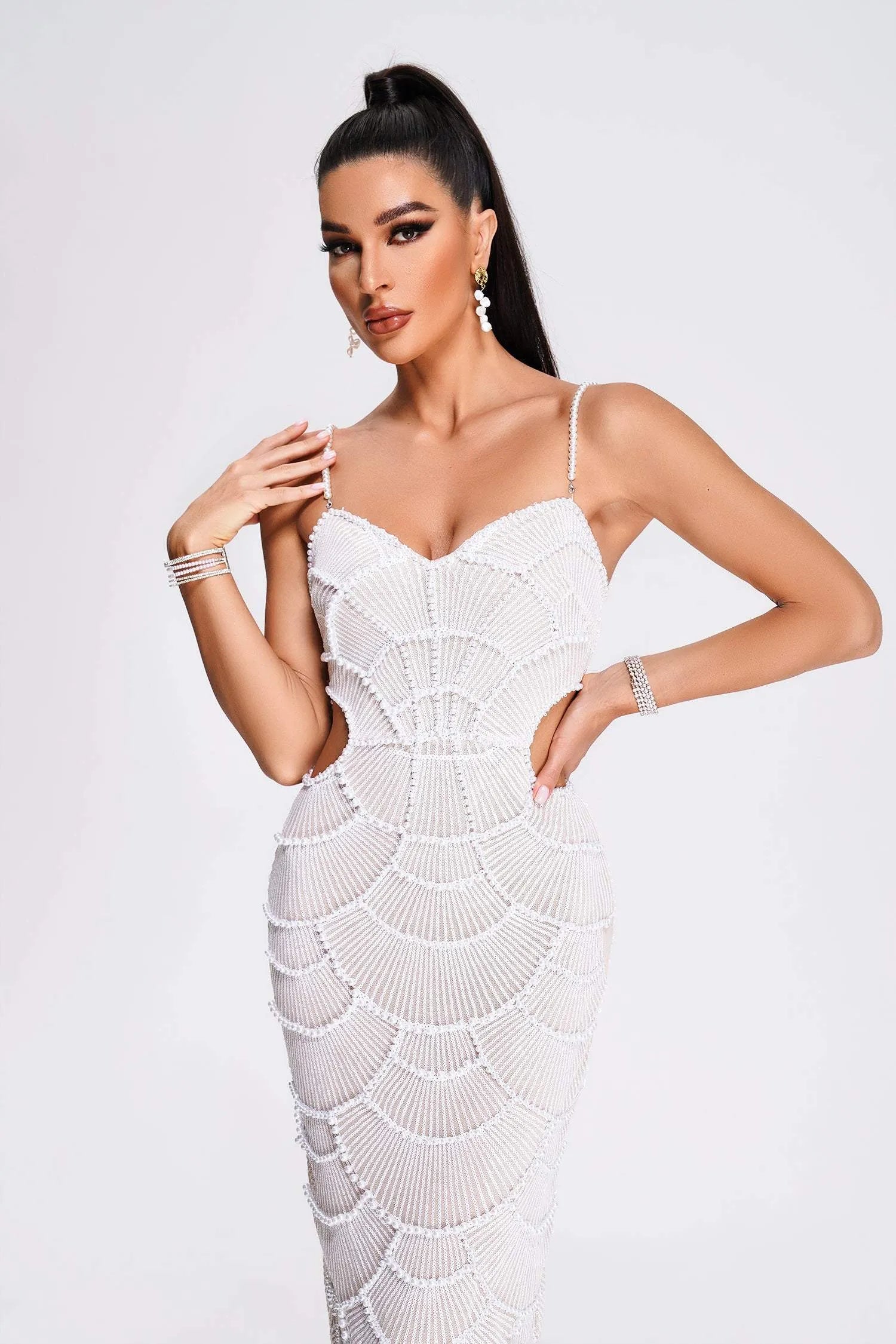 Teresa Pearl Sequin Midi Dress D230600452