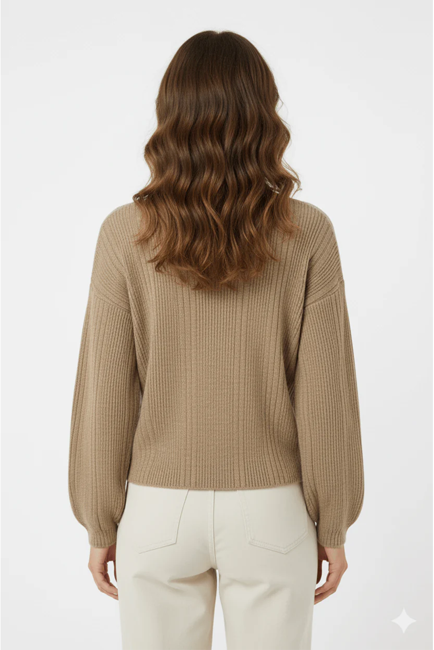 Lightweight Classic Front Button Ribbed V-Neck Top AV-NCB490-TOP