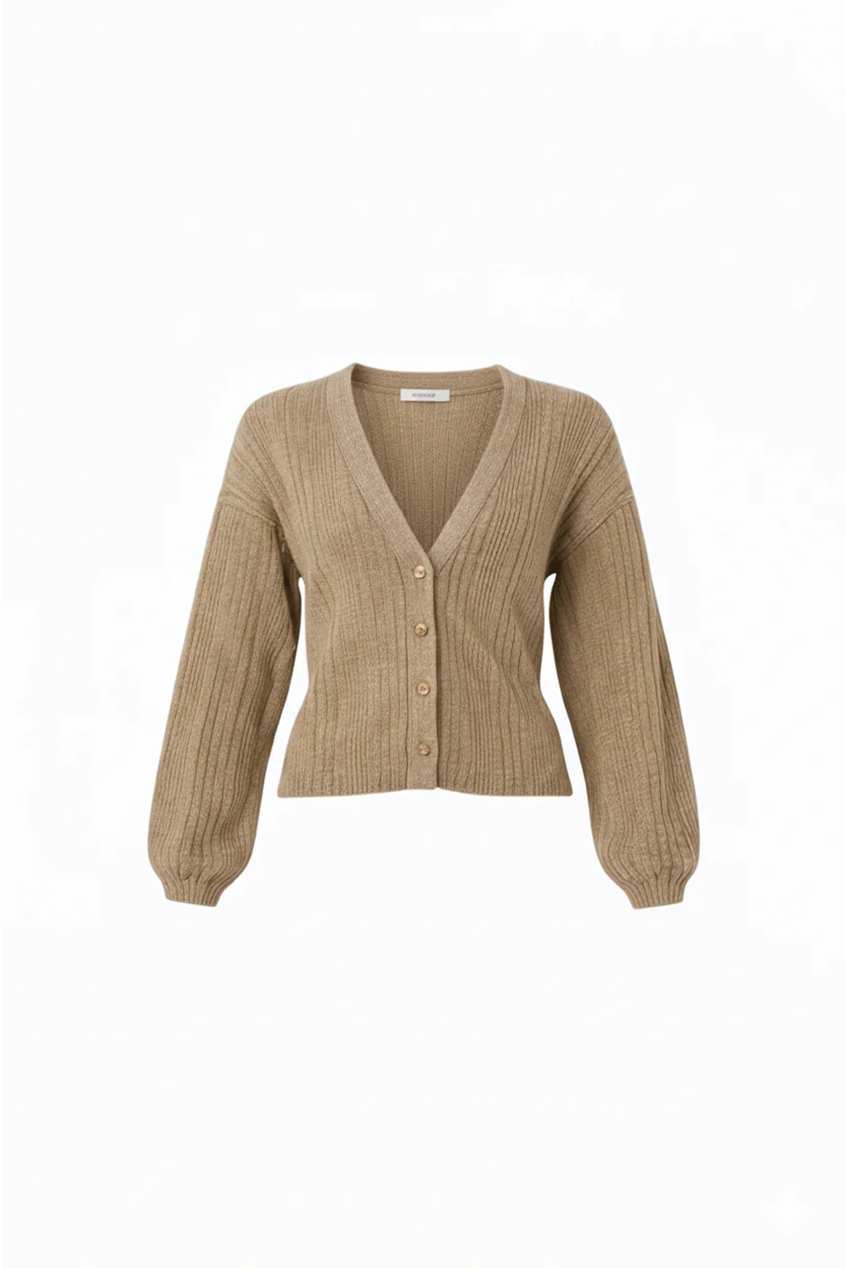 Lightweight Classic Front Button Ribbed V-Neck Top AV-NCB490-TOP