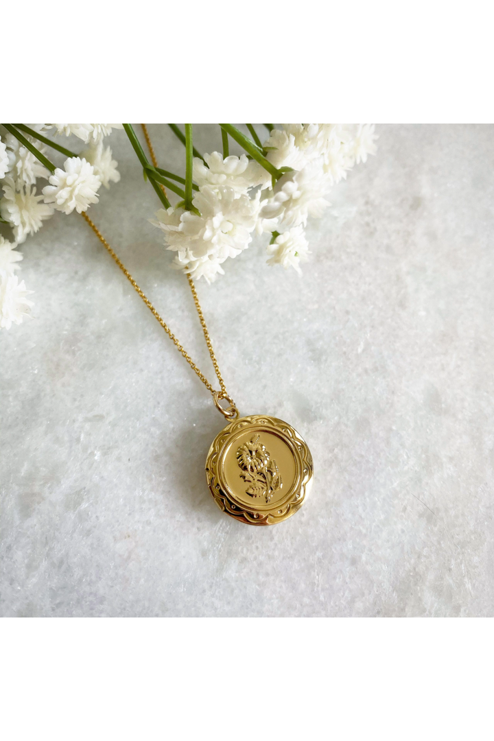 Maria Gold Flower Locket MARNL001